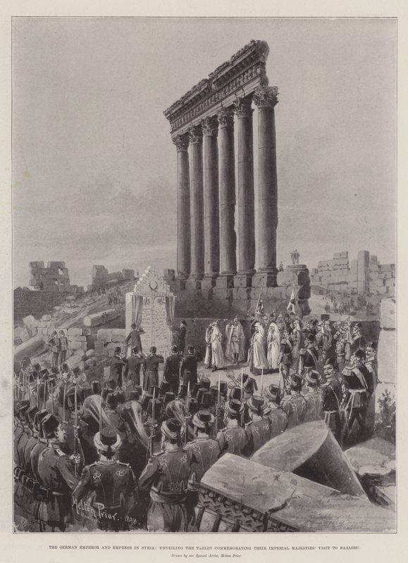 De Duitse keizer en keizerin in Syrië, onthulling van de tablet ter herdenking van het bezoek van hun keizerlijke majesteiten aan Baalbek door Melton Prior