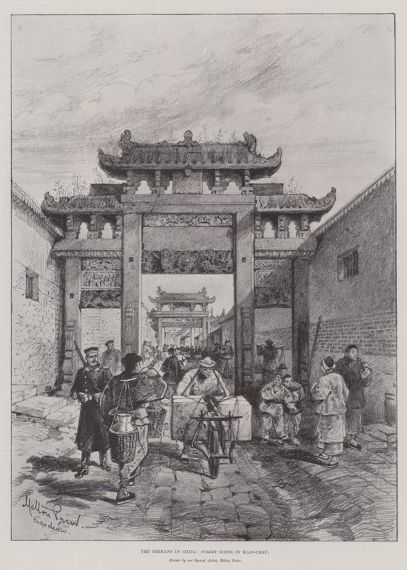 De Duitsers in China, Straatscène in Kiao-Chau door Melton Prior