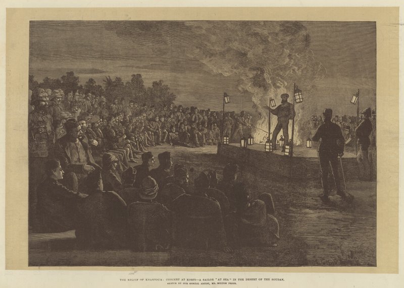 De Bevrijding van Khartoem, Concert bij Korti, een Zeeman op Zee in de Woestijn van Soedan door Melton Prior