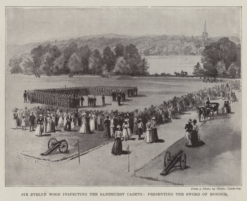 Sir Evelyn Wood inspecteert de Sandhurst Cadetten, presenteert het Ere-zwaard door Melton Prior