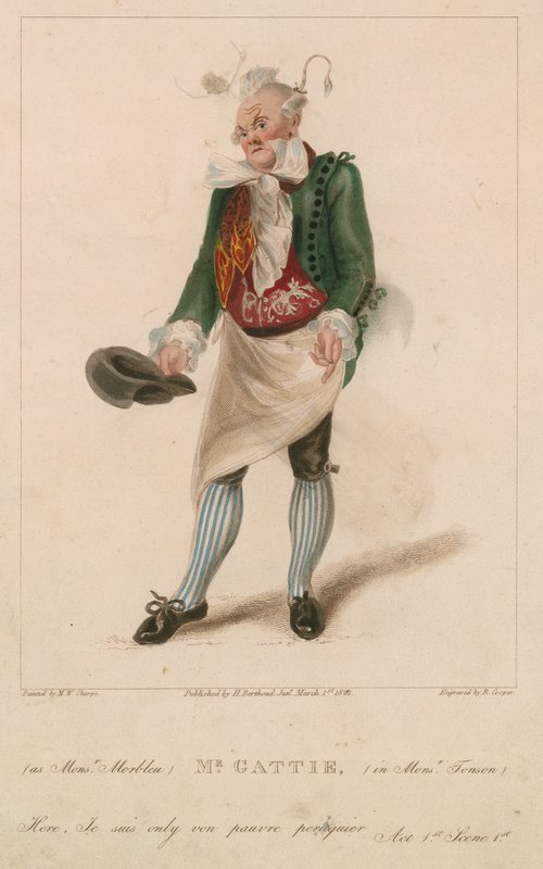 Mr Gattie als Monsieur Morbleu in Monsieur Tonson door Michael William Sharp