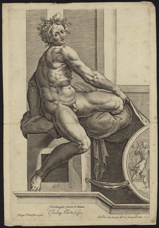 Figuur uit de Sixtijnse Kapel fresco in het Vaticaan door Michelangelo Buonarroti