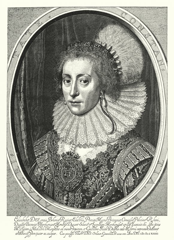 Elizabeth Stuart, Koningin van Bohemen door Michiel Jansz. van (after) Miereveld