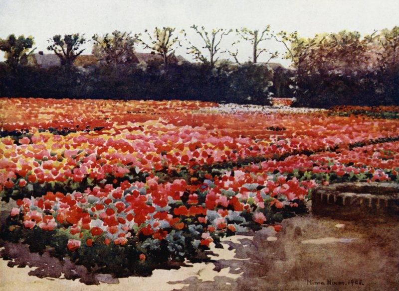 "Ze springen, ze knoppen, ze bloeien fris en mooi, en versieren de wereld met hun rijke pompeuze shows" door Mima Nixon