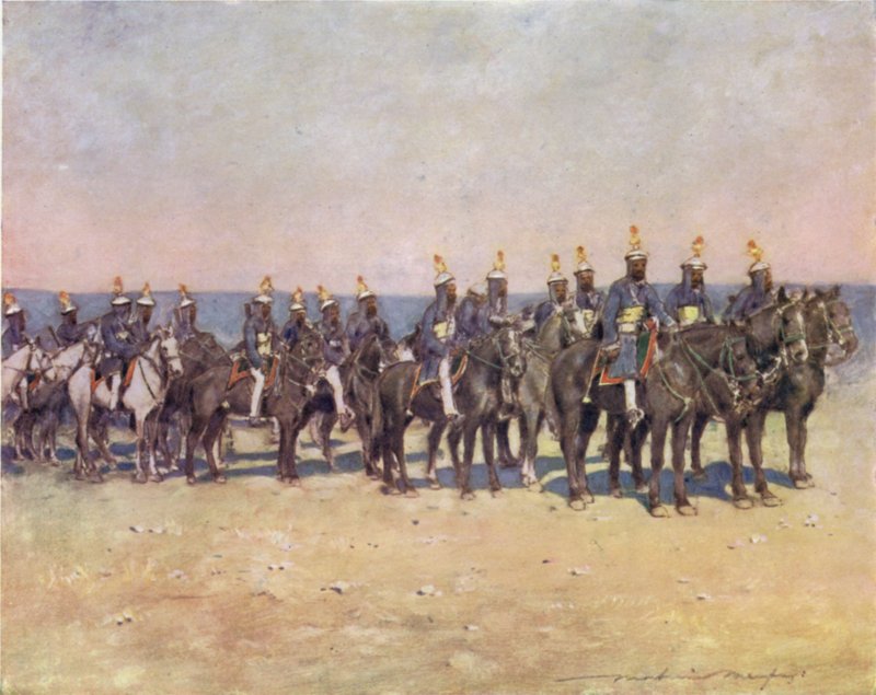 Gepantserde Ruiters van Kishengarh door Mortimer Ludington Menpes