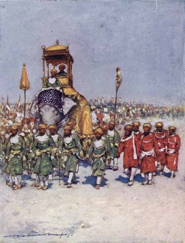 Een van de Meest Pittoreske Groepen in de Retainers Processie door Mortimer Ludington Menpes