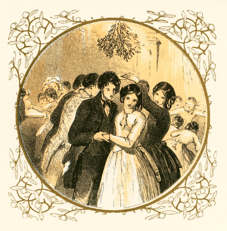 Dansen onder de maretak door Myles Birket Foster