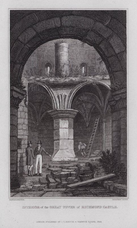Interieur van de Grote Toren van Richmond Castle (gravure) door Nathaniel (after) Whittock