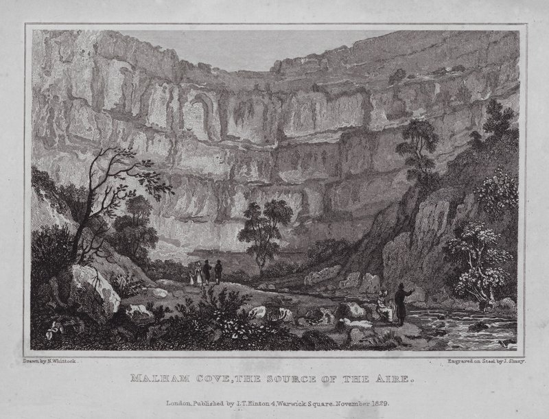 Malham Cove, de Bron van de Aire door Nathaniel (after) Whittock