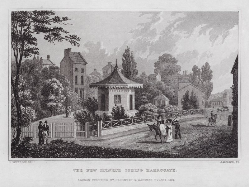 De Nieuwe Zwavelbron, Harrogate door Nathaniel (after) Whittock