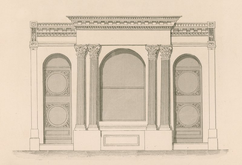 Winkelpui voor de wijn- en sterke drankwinkel van meneer Maber, Tyndale Place, Islington door Nathaniel Whittock