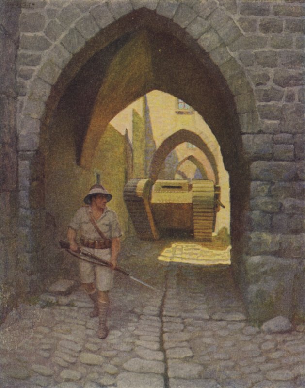 Een Engelse tank in de straten van Jeruzalem door Newell Convers Wyeth