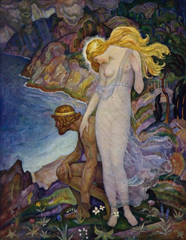 Odyssee: Odysseus en Calypso door Newell Convers Wyeth