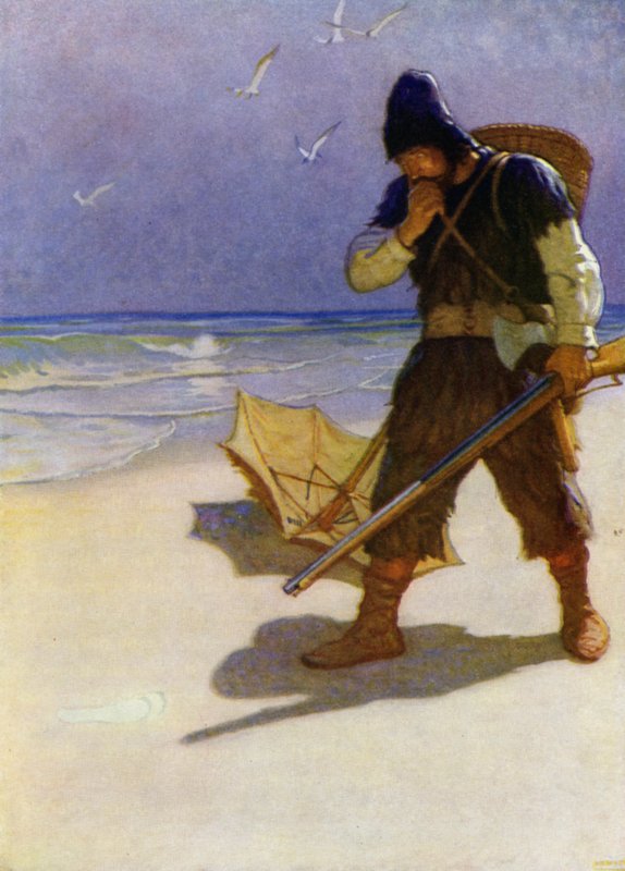 Illustratie voor Robinson Crusoe door Newell Convers (after) Wyeth