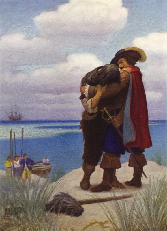 Illustratie voor Robinson Crusoe door Newell Convers (after) Wyeth