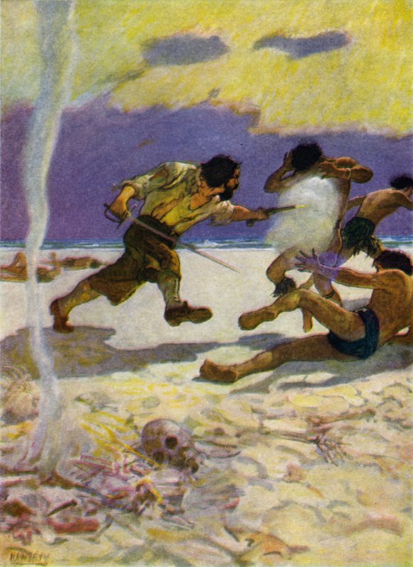 Illustratie voor Robinson Crusoe door Newell Convers (after) Wyeth