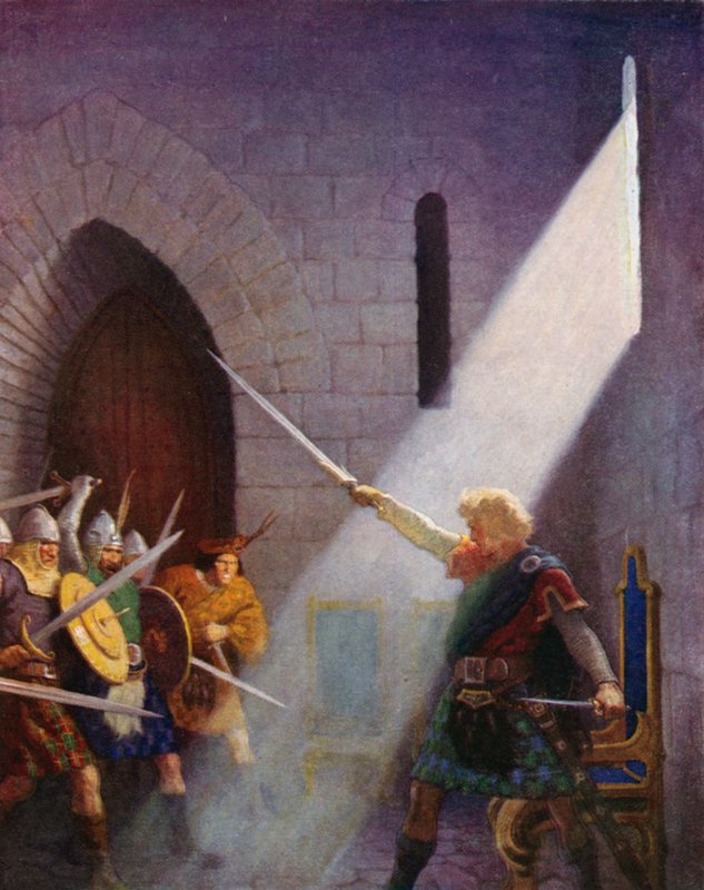 Wallace trekt het zwaard van de koning door Newell Convers (after) Wyeth