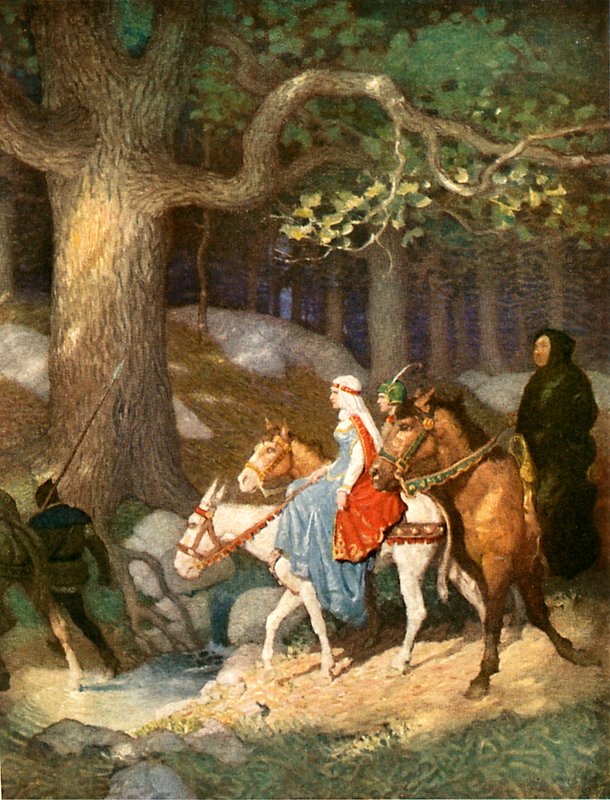 Landvolk op weg naar het toernooi door Newell Convers Wyeth