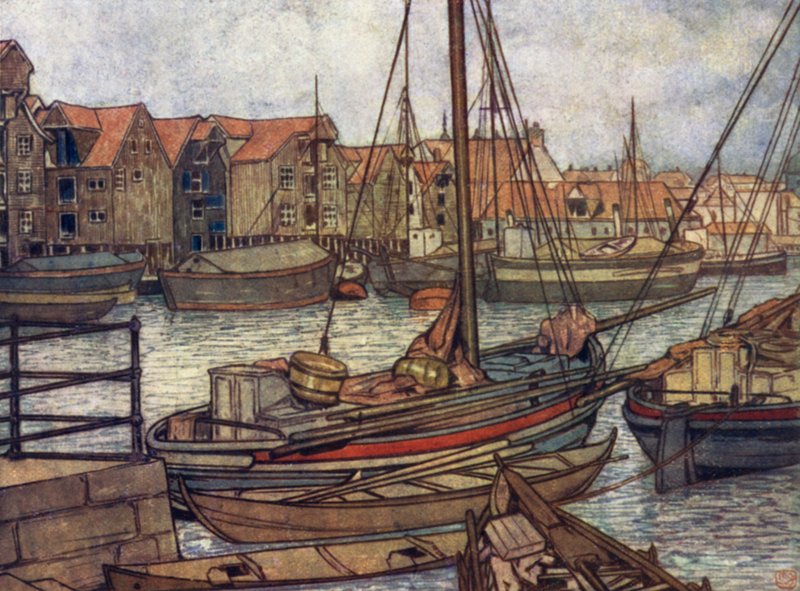 Noorwegen: Bergen Boten en Pakhuizen door Nico Jungman