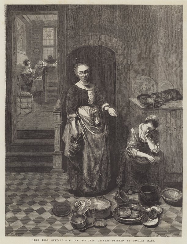 De Luie Dienstmeid door Nicolaes Maes