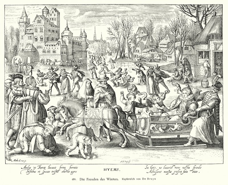 Wintervreugden door Nicolaes de (after) Bruyn