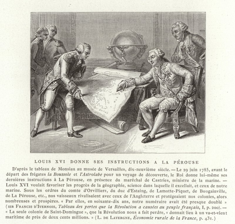 Lodewijk XVI van Frankrijk geeft zijn instructies aan de Graaf de Laperouse, 1785 door Nicolas Andre Monsiau