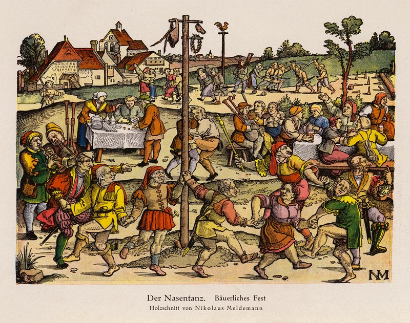 De Neusdans op een dorpsfeest door Nicolaus Meldemann