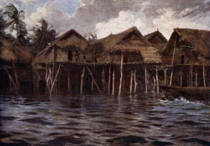 Motu Dorp vanaf de Zee door Norman Hardy