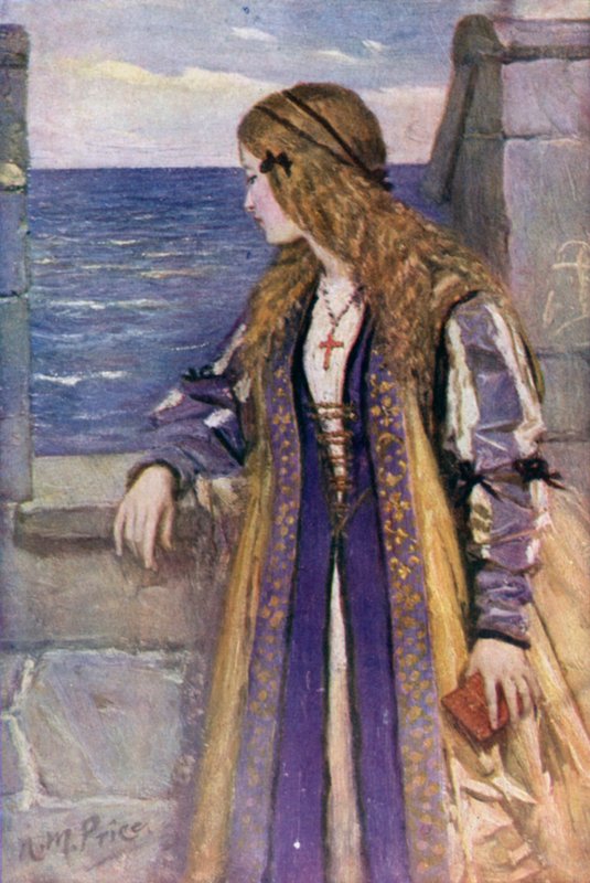 Clare op de kantelen van Tantallon door Norman Mills (after) Price