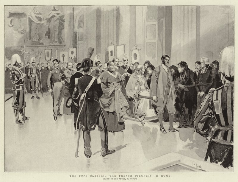 De Paus zegent de Franse Pelgrims in Rome door Oswaldo Tofani