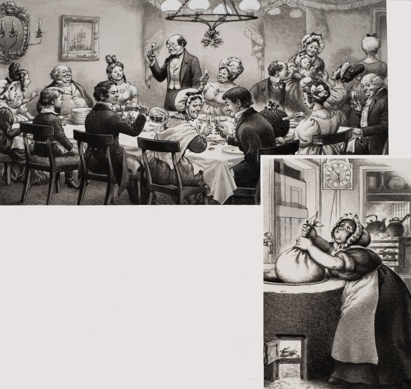 Victoriaanse eettafel (gouache op papier) door Pat (1907 95) Nicolle