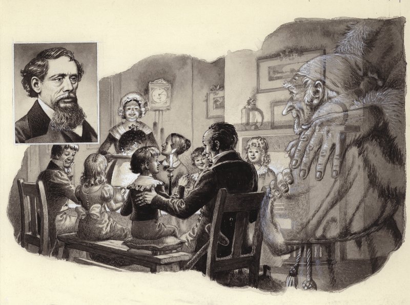 A Christmas Carol van Charles Dickens (gouache op papier) door Pat (1907 95) Nicolle