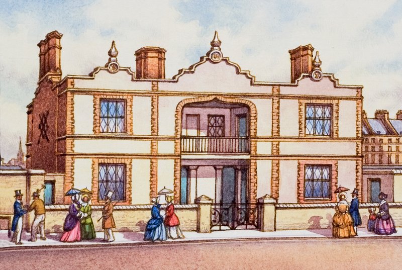 Modelgebouwen die werden gebouwd in de buurt van de Grote Tentoonstelling door Pat (1907-95) Nicolle