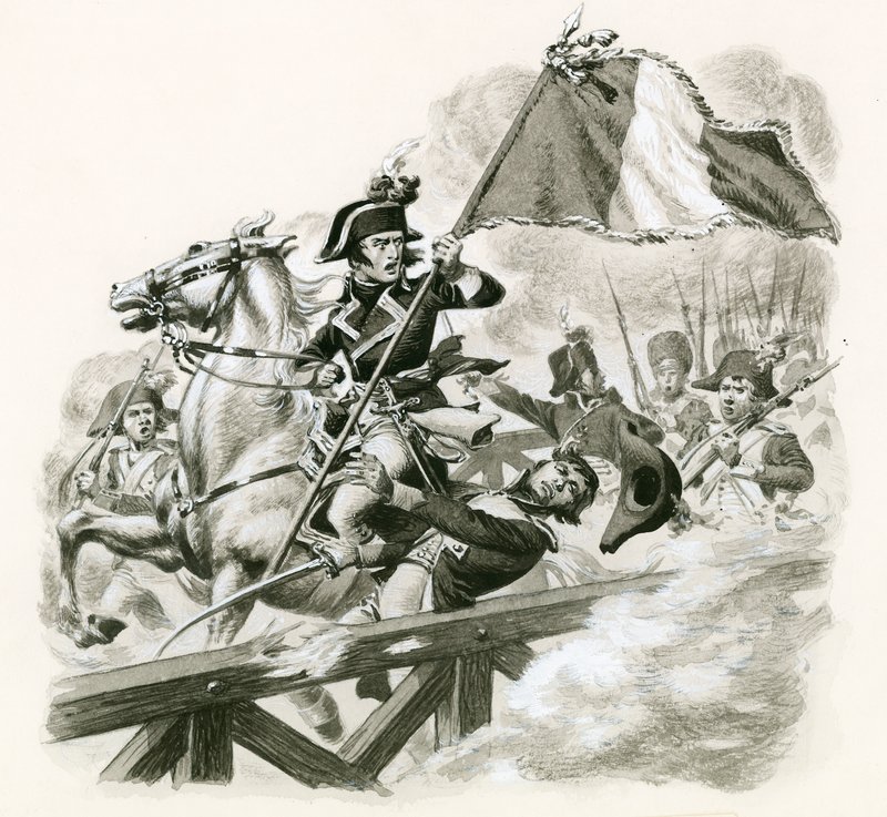 Napoleon leidt zijn leger over de brug bij Lodi door Pat (1907 95) Nicolle