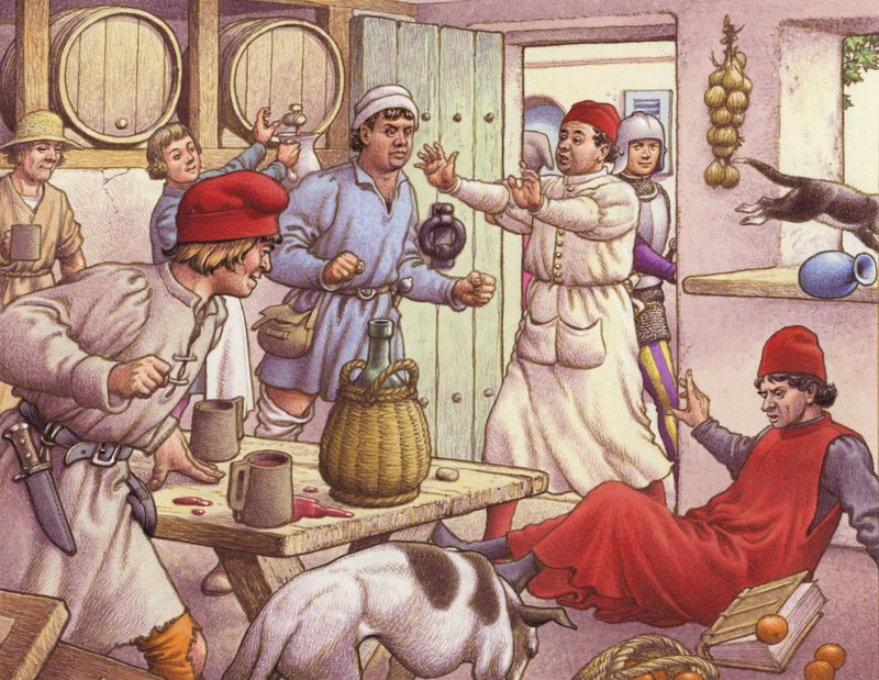 Boerengevechten in 15e-eeuws Italië (gouache op papier) door Pat (1907 95) Nicolle