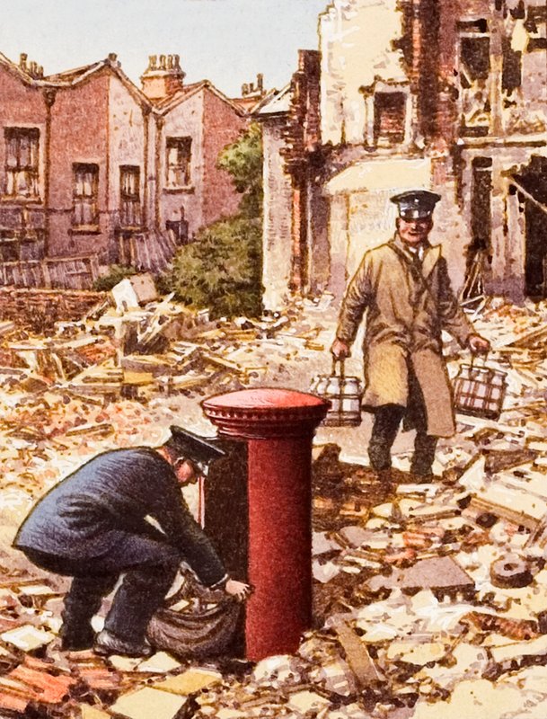 Diensten die doorgaan tijdens de Blitz door Pat (1907-95) Nicolle