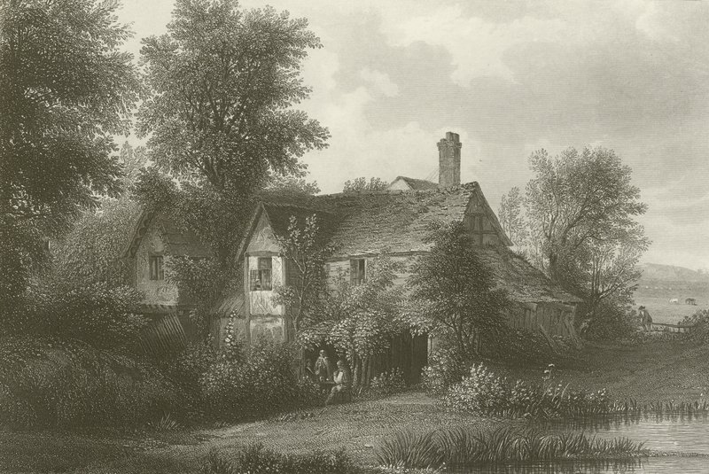 Cottage in Old Hyde Park, Londen (gravure) door Patrick Nasmyth