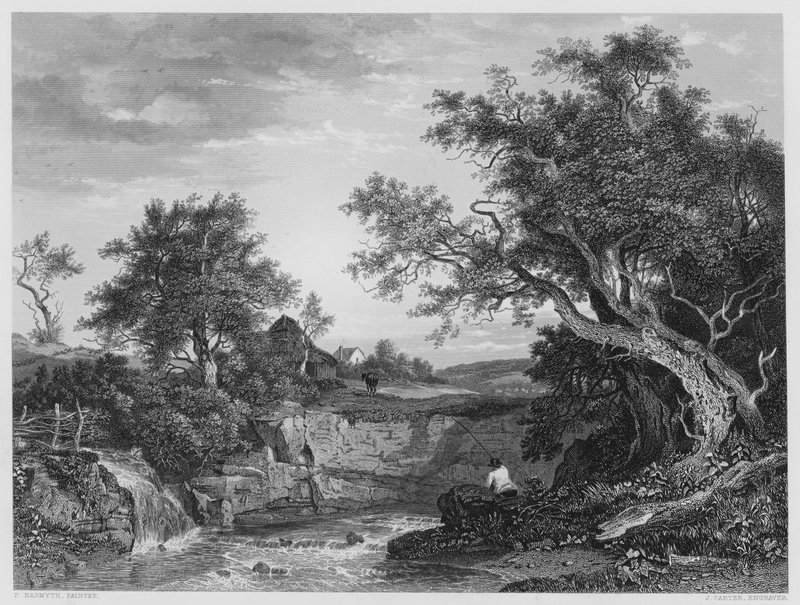 De vissershoek, van het schilderij in de Vernon Gallery door Patrick Nasmyth
