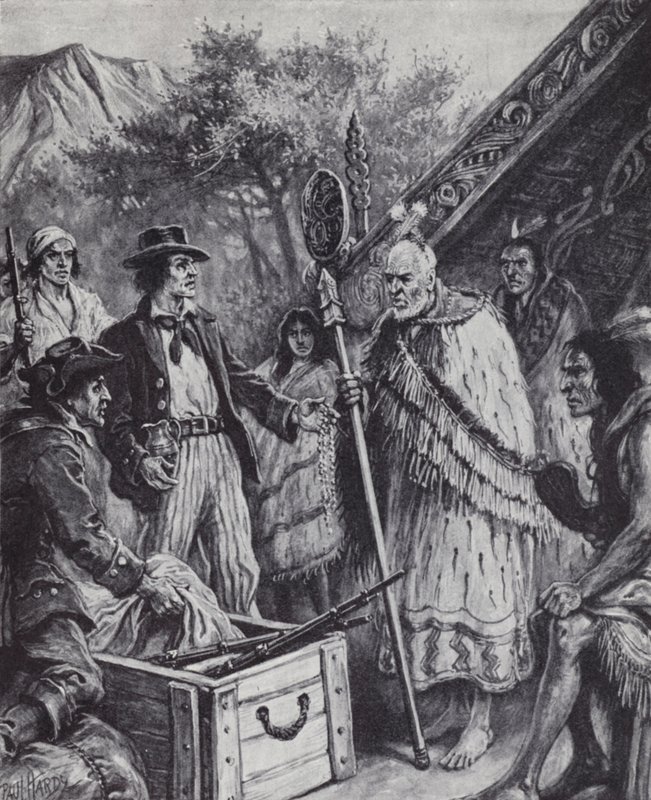 Britse handel met de Maori-bevolking van Nieuw-Zeeland door Paul (after) Hardy