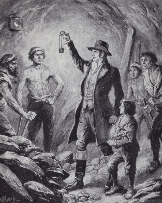 Sir Humphrey Davy en zijn uitvinding van de eerste veiligheidslamp voor mijnwerkers door Paul (after) Hardy
