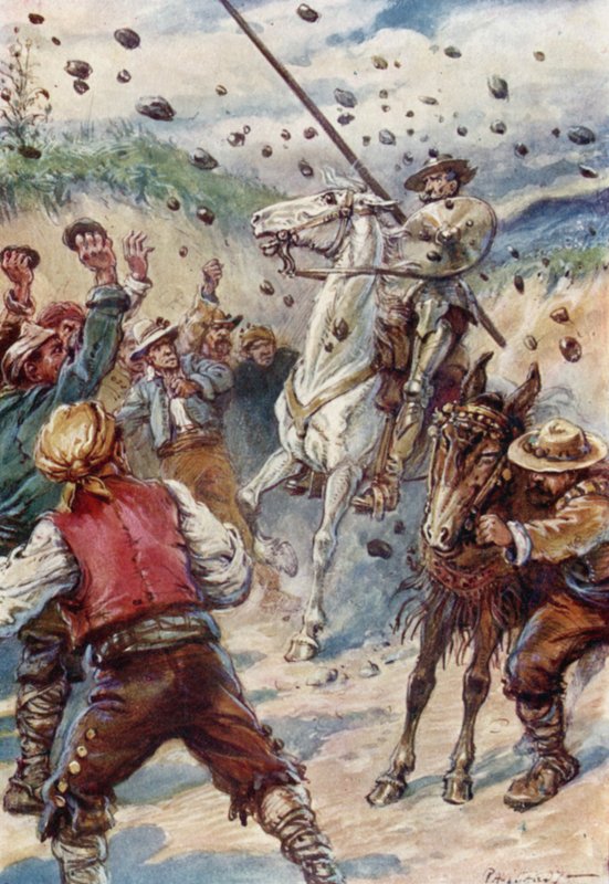 Ze bekogelden Don Quichot met een regen van stenen door Paul Hardy