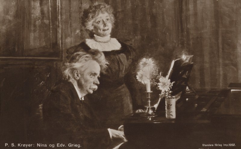 Edvard en Nina Grieg aan de piano door Peder Severin Krøyer