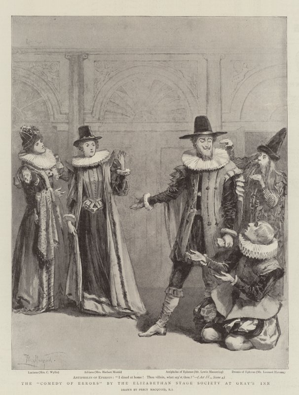 De Komedie der Vergissingen door de Elizabethan Stage Society in Gray