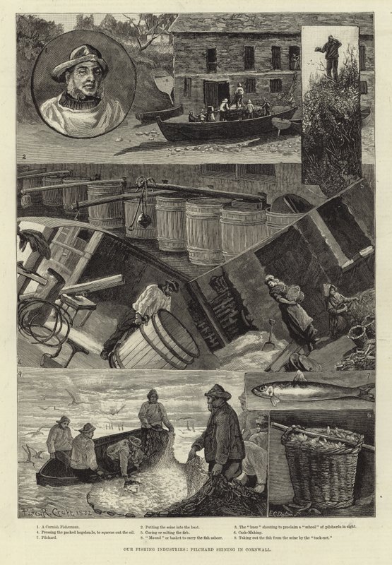 Onze visserij-industrieën: Pilchard Seining in Cornwall door Percy Robert Craft
