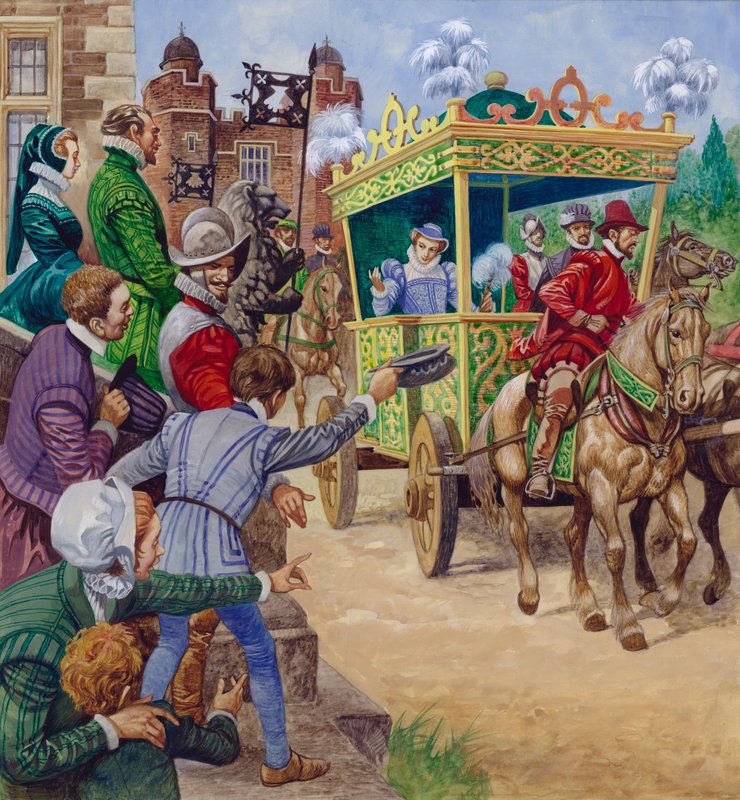 Koningin Elizabeth I bezoekt een landhuis door Peter Jackson
