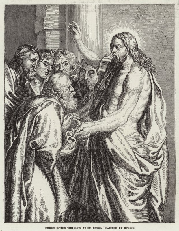 Christus geeft de Sleutels aan Sint Petrus door Peter Paul Rubens