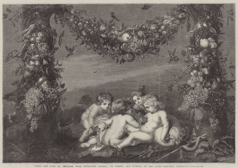 Jezus en Johannes als kinderen, met begeleidende engelen door Peter Paul Rubens