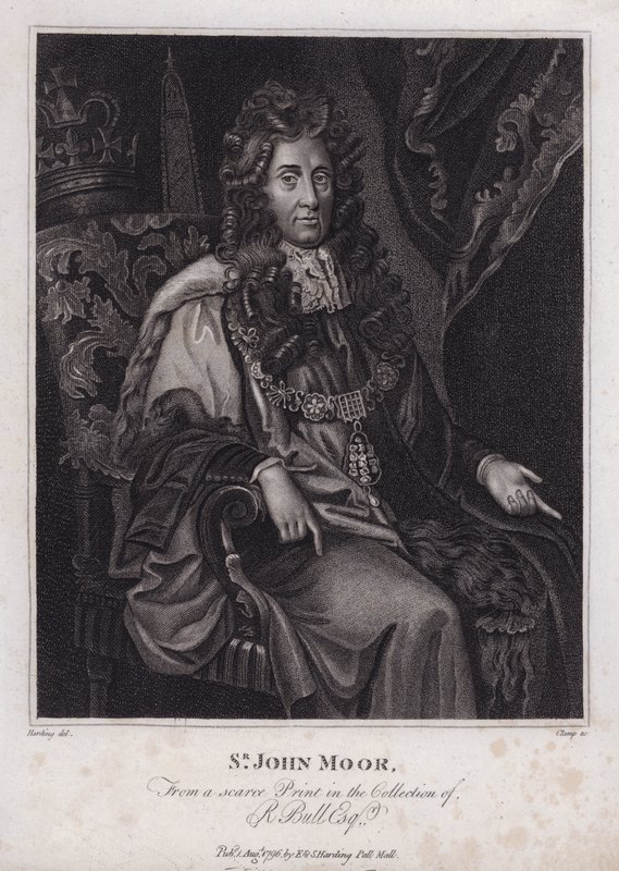 Sir John Moore, Engelse politicus, MP en burgemeester van Londen (gravure) door Peter (after) Lely