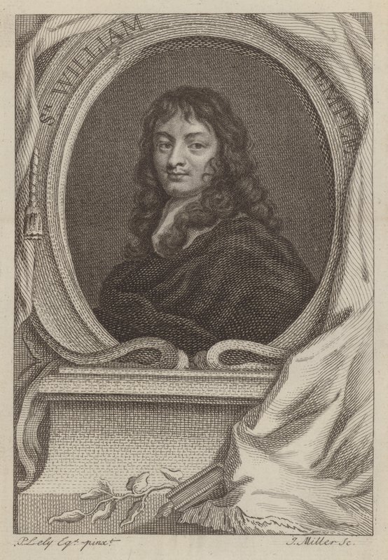 Sir William Temple, Engelse diplomaat en schrijver (gravure) door Peter (after) Lely