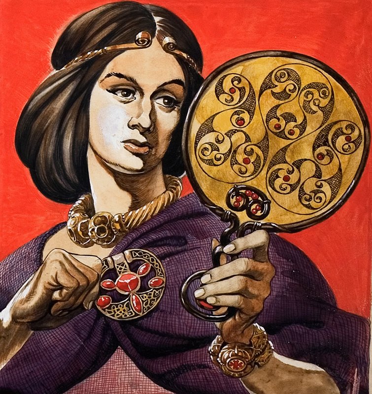 Keltische vrouw met spiegel door Peter Jackson